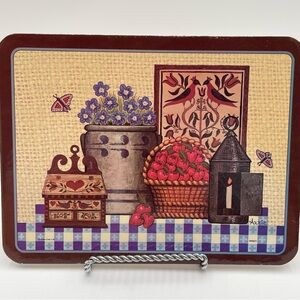 Vintage Hot Plaque Cork Wall Decor Combo Folk Art Kitchen Setting 6x8